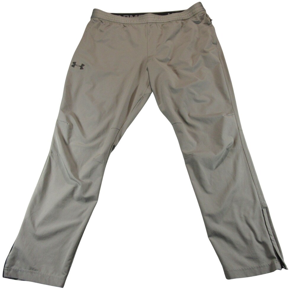 Under Armour Mens Athletic Pants 2XL Fitted Gray Unknown Pocket Zipper Pockets